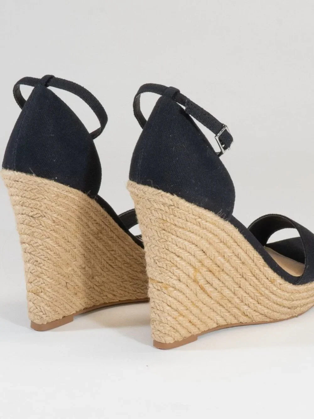 Colin Stuart Black Canvas Wedge Heel Espadrille Sandals, Size 8 (NWT)